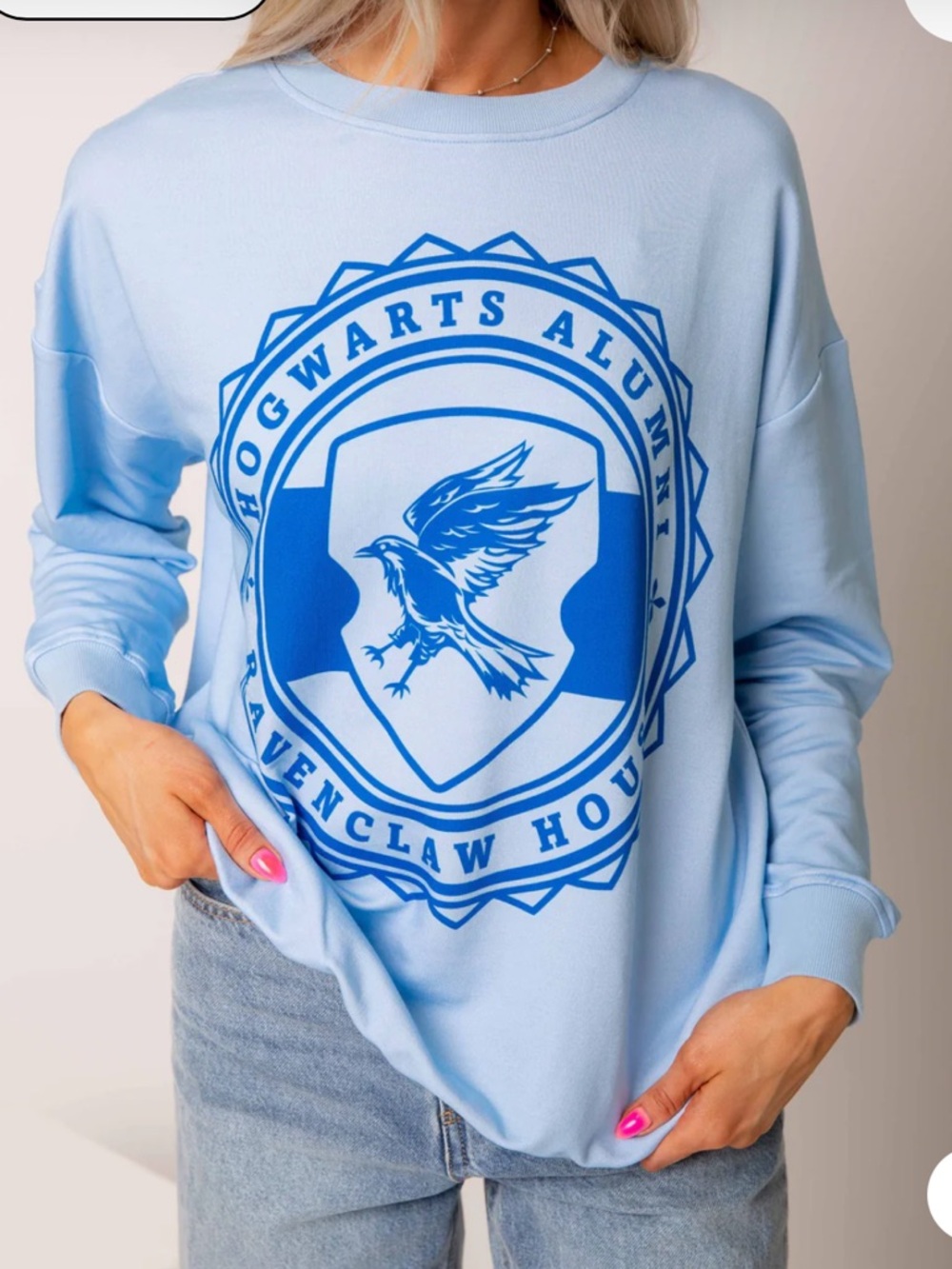 Bums & Roses Harry Potter Bamboo Cotton Crew Neck Blue Ravenclaw  Sweatshirt